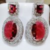 Radiant Elegance Pink and white American Diamond Earrings