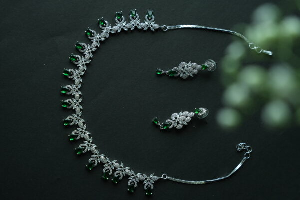 KARA CHARMI GREEN AMERICAN DIAMOND NECKLACE SET