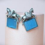 KARA SKY BLUE HORSE STUD EARRINGS