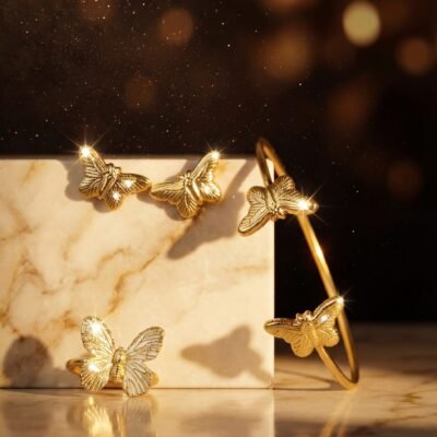 KARA BUTTERFLY BRACELET SET WITH RING AND EARRINGS