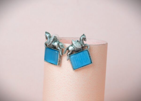 KARA SKY BLUE HORSE STUD EARRINGS