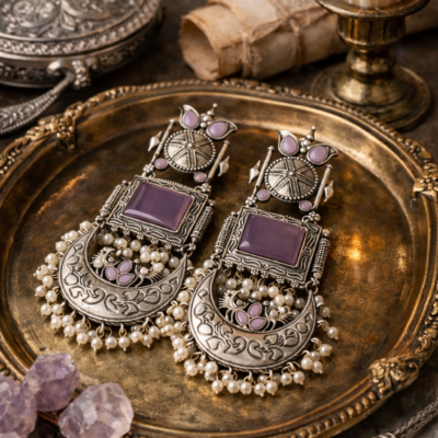 KARA LIGHT PINK CHANBALI EARRINGS