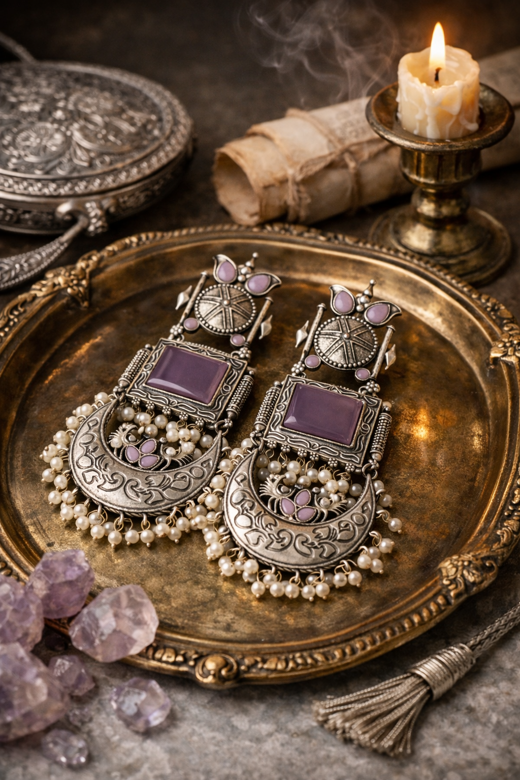 KARA LIGHT PINK CHANBALI EARRINGS